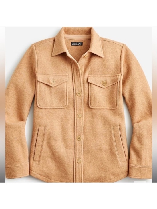 J. Crew Jackets & Blazers - J.Crew Camel Wool Blend Shacket Jacket Button Front Pockets Women’s L